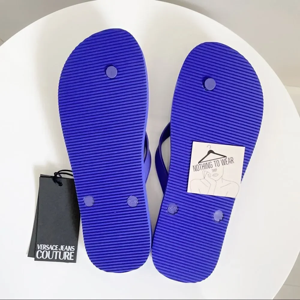 ⭕️ VERSACE JEANS Flip Flops Slides Slippers Logo Men’s Blue Black 10 43 ⭕️ VERSACE JEANS Flip Flops Slides Slippers Logo Men main image 4